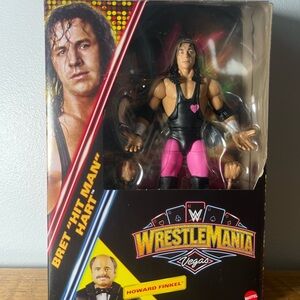Mattel WWE WrestleMania Bret Hart Figure in Black and Pink